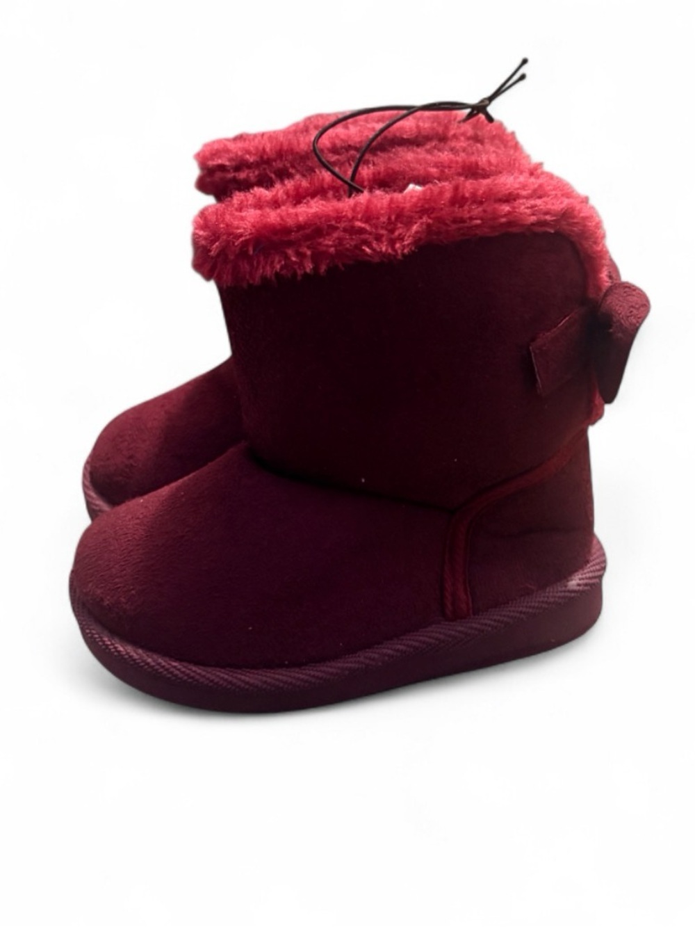 Kids Burgundy Faux-Fur Booties - Brand